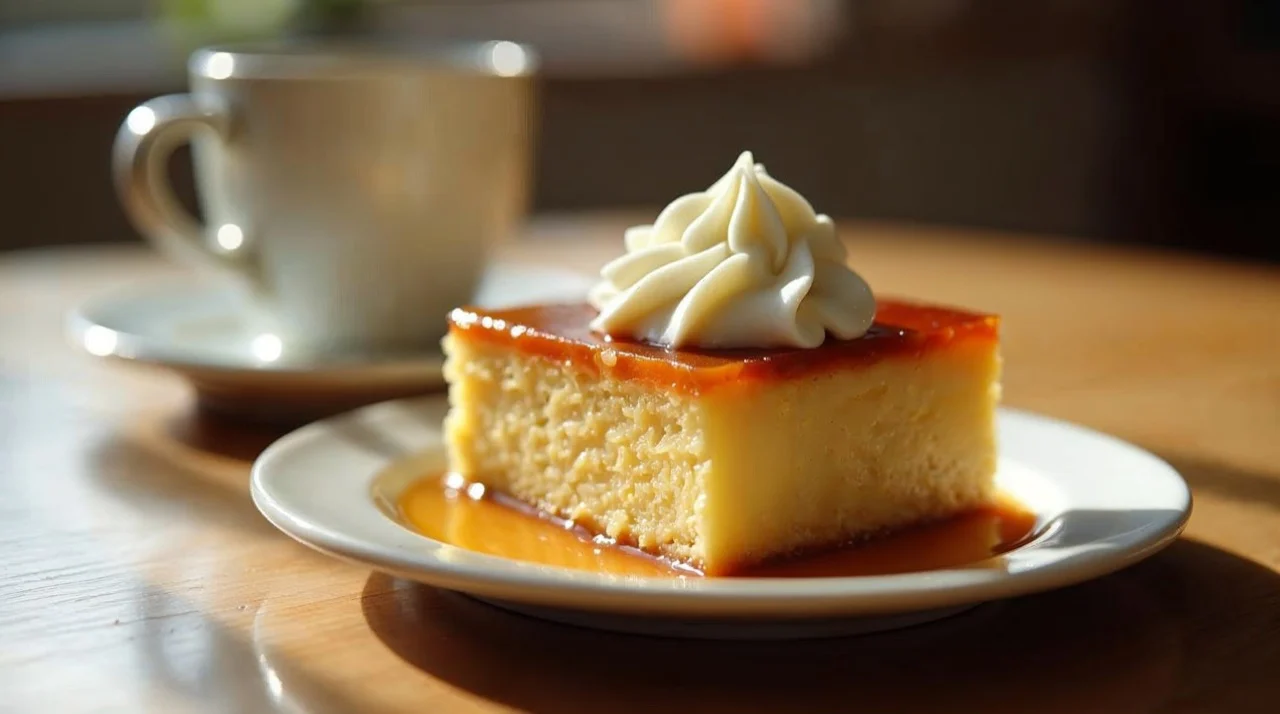 Flan casero con dulce de leche y crema